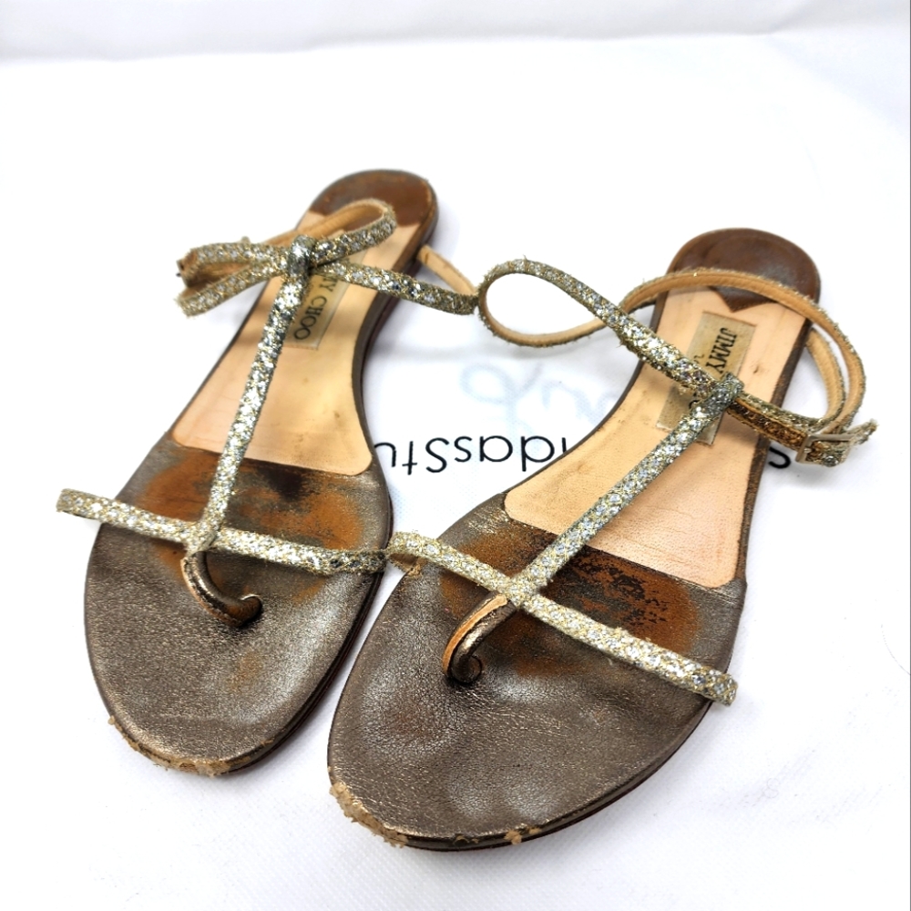 Jimmy Choo Bronze Sandals 38